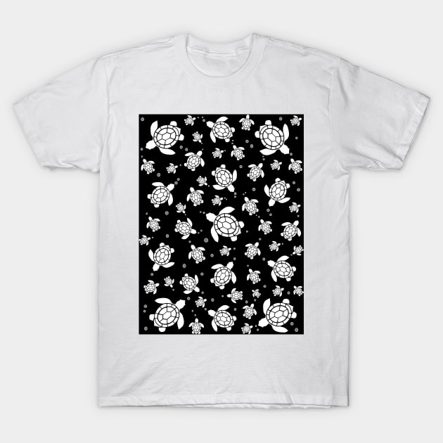 BLACK And White Turtles T-Shirt by SartorisArt1